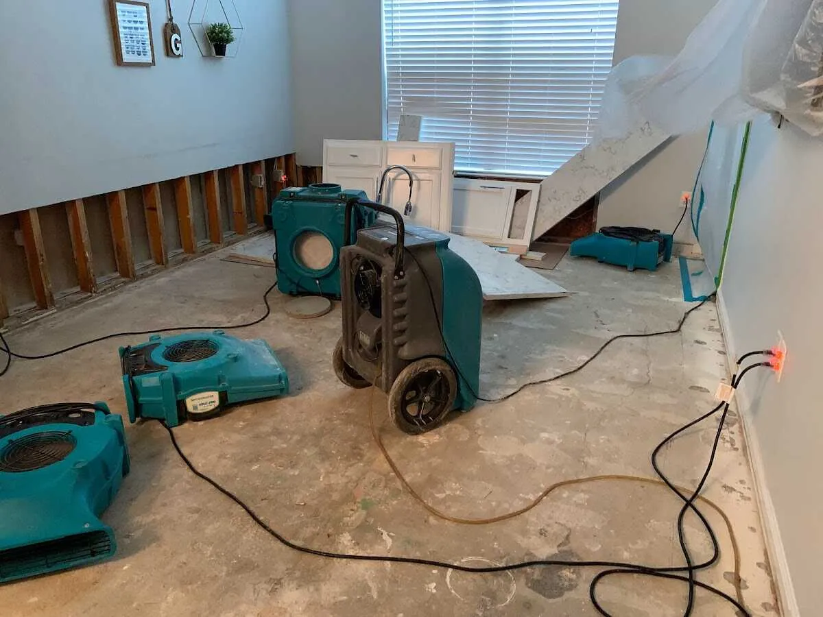 Dehumidifier in flood-cut room for Water Damage Restoration in Lebanon